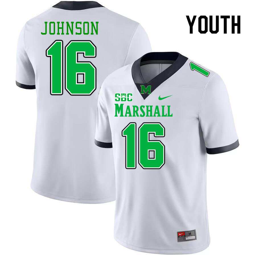 Youth #16 Isaiah Johnson Marshall Thundering Herd SBC Conference College Football Jerseys Stitched-W